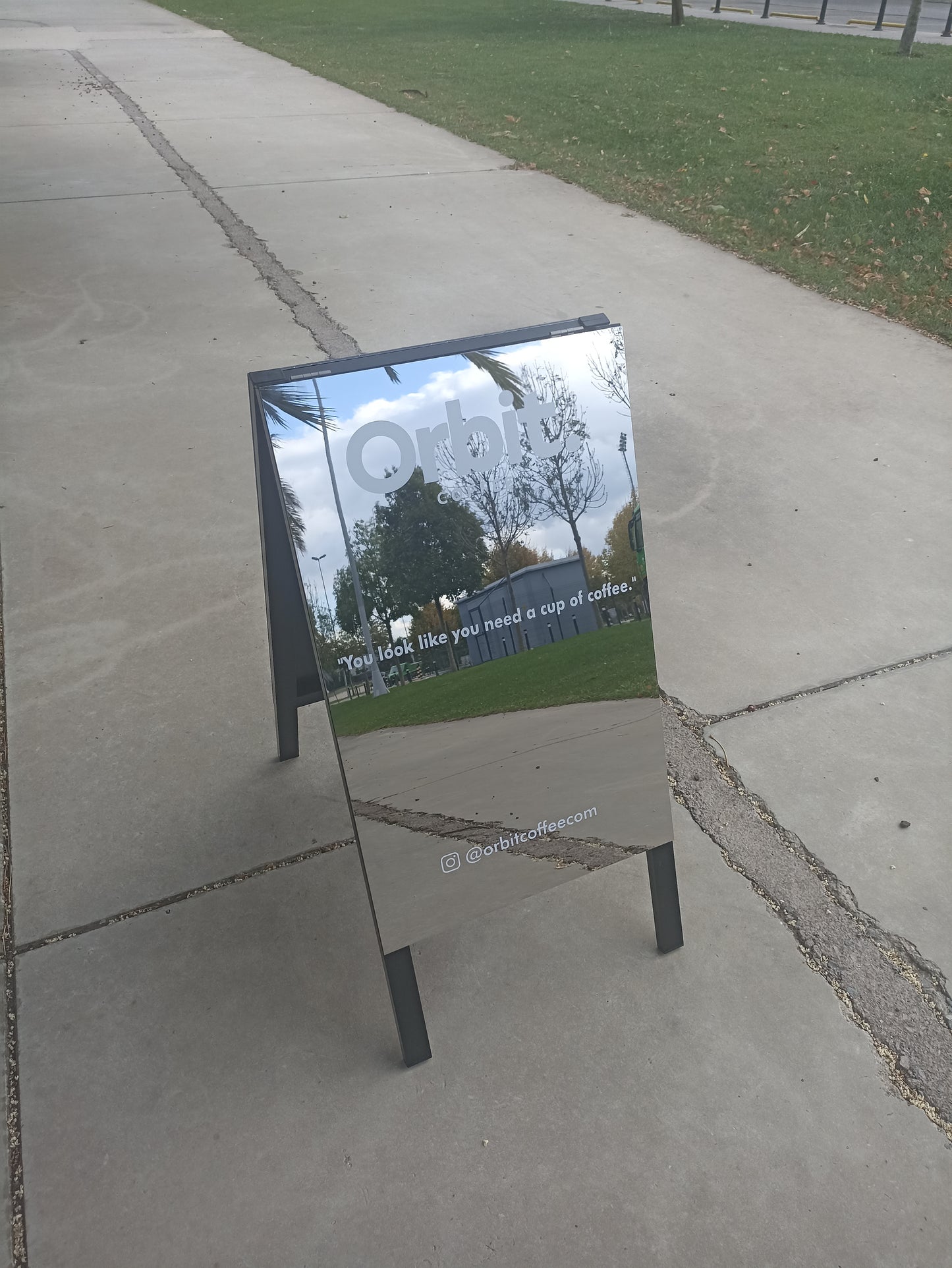 Mirrored Sidewalk Sign -100x50 cm  Double-Sided Folding Sidewalk Sign