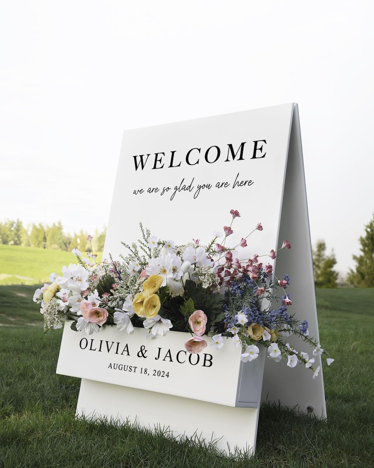 Personalized Wooden Flower Box Wedding Party Welcome Sign- 70x50 cm