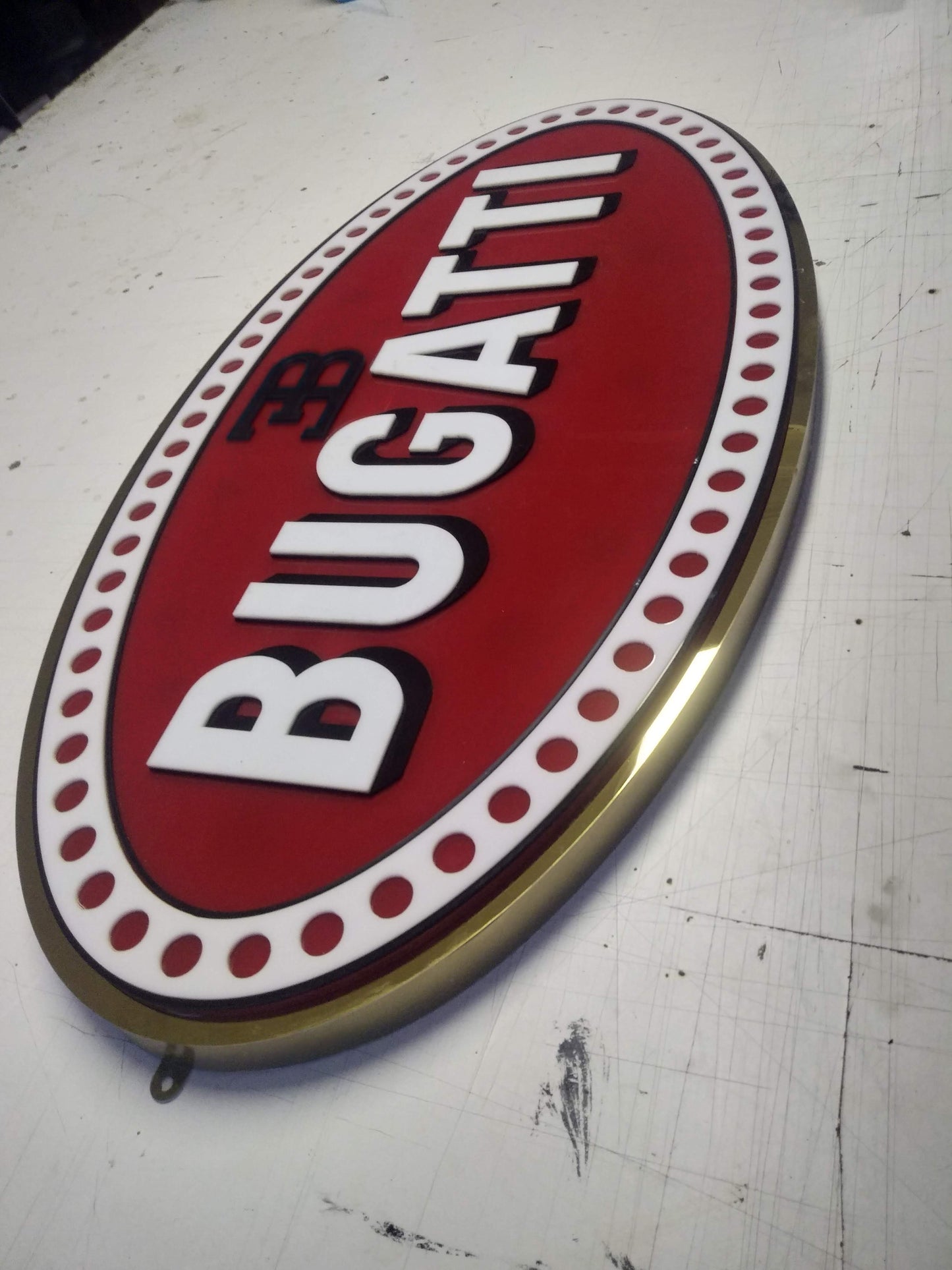 Bugatti Wall Sign Metal Automotive Decor for Garage and Man Cave
