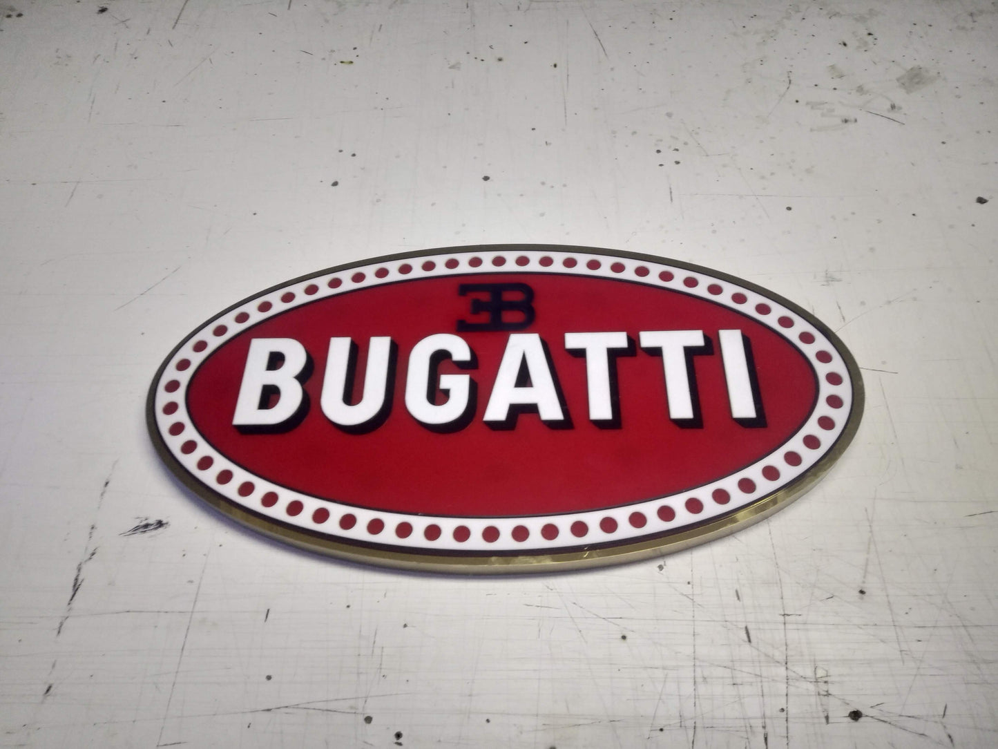Bugatti Wall Sign Metal Automotive Decor for Garage and Man Cave