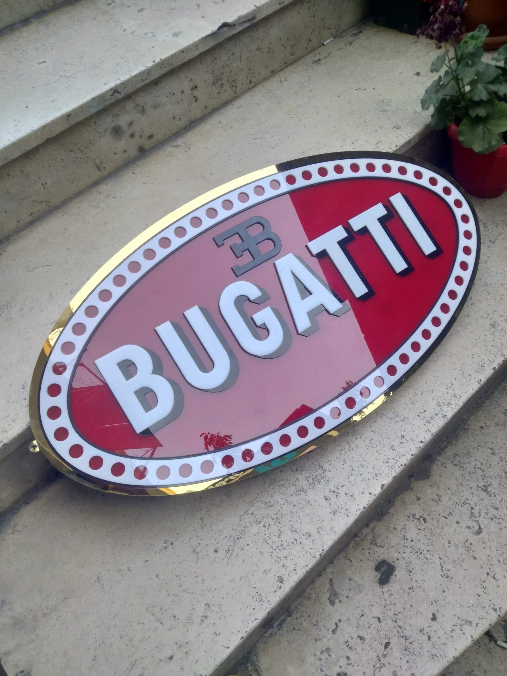 Bugatti Wall Sign Metal Automotive Decor for Garage and Man Cave