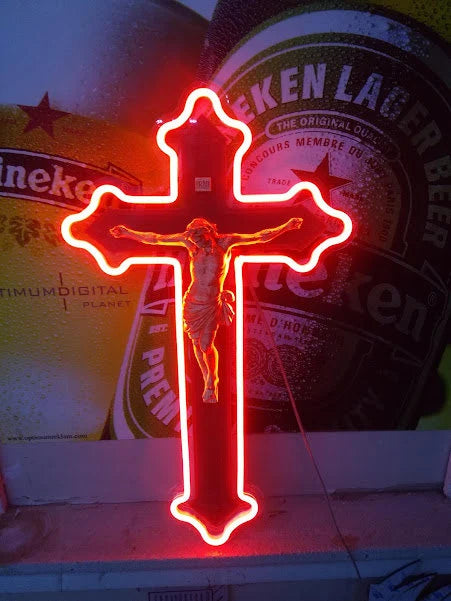 Kreuz Neonschild, Neonlicht Kreuz Wanddekoration | 31,5 Zoll – 80 cm