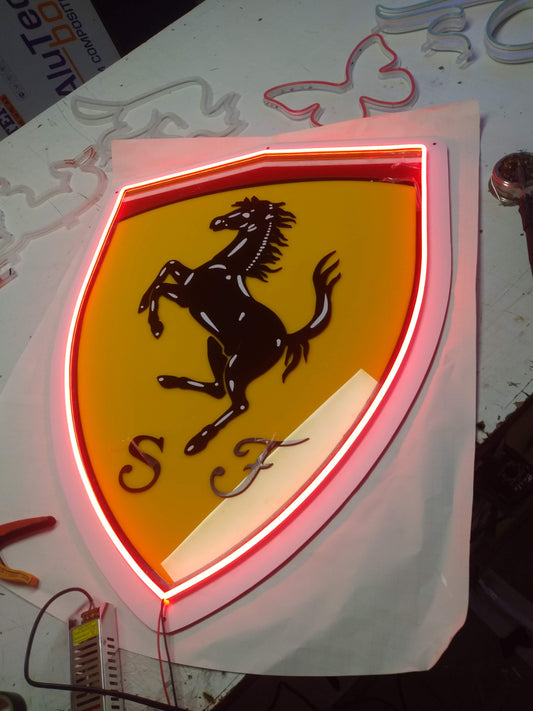 Ferrari Neon Wall Sign LED Automotive Decor for Garage and Man Cave