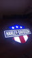 Harley-Davidson LED logo sign with American flag for garage and man cave decor