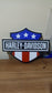 Harley-Davidson LED logo sign with American flag for garage and man cave decor