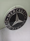 Mercedes logo metal sign, wall decor, stainless steel, durable for outdoor use, easy installation, custom garage decor