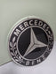 Mercedes logo metal sign, wall decor, stainless steel, durable for outdoor use, easy installation, custom garage decor