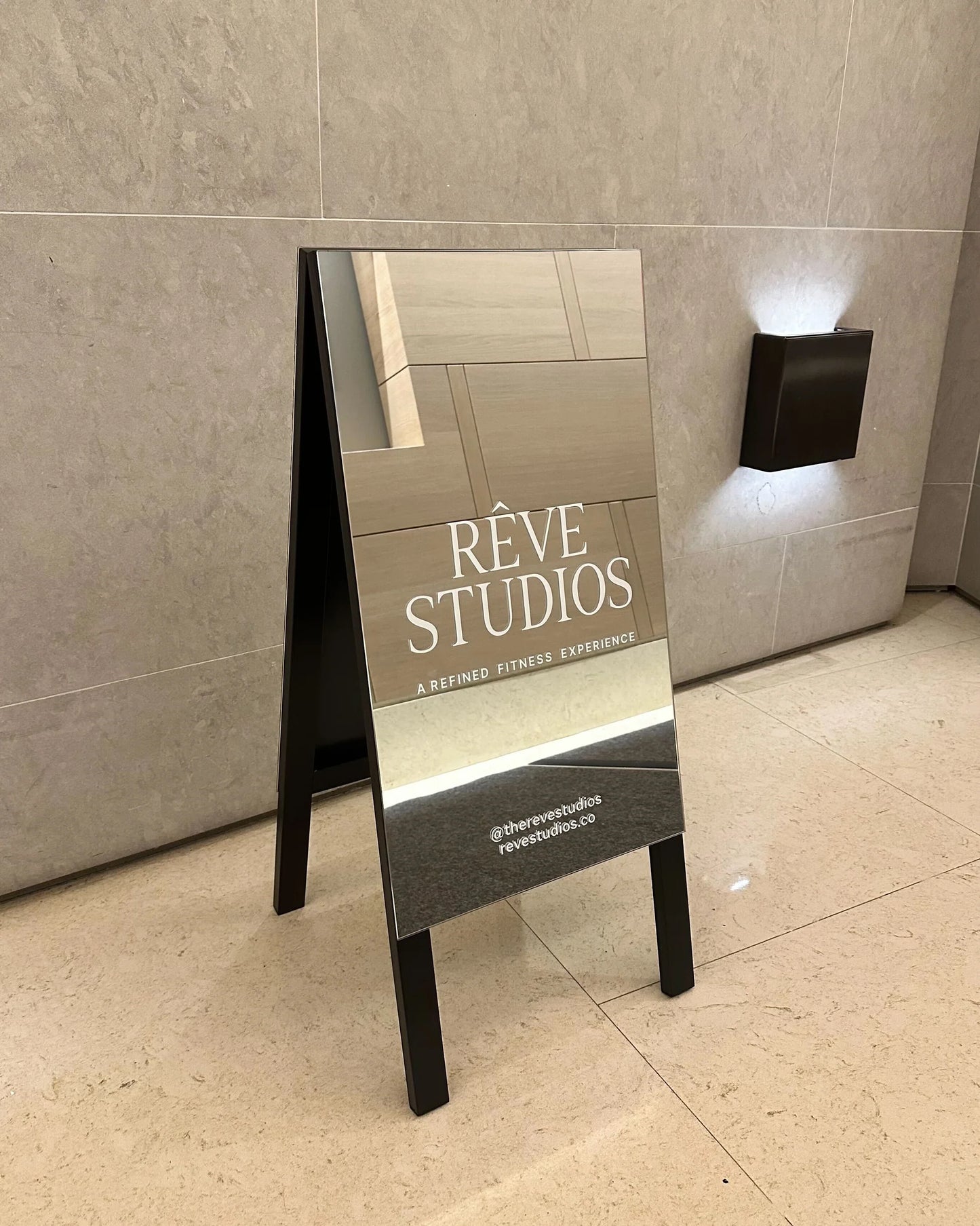 Mirrored Sidewalk Sign -100x50 cm  Double-Sided Folding Sidewalk Sign