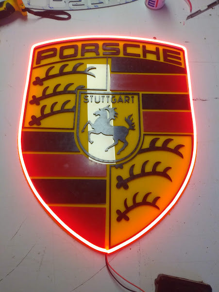 Porsche Neon Sign | Custom Neon Illuminated Porsche Sign | Car Enthusiast Decor | Stylish Wall Decoration