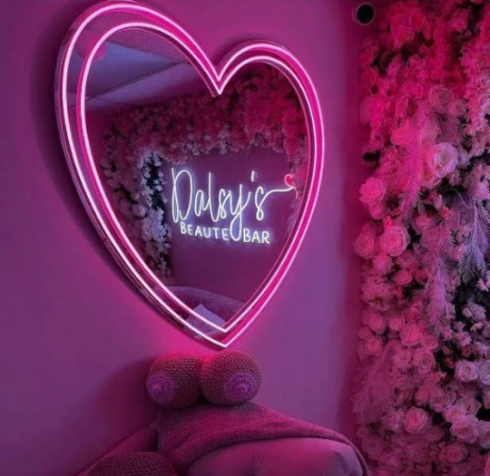 Neon mirror sign